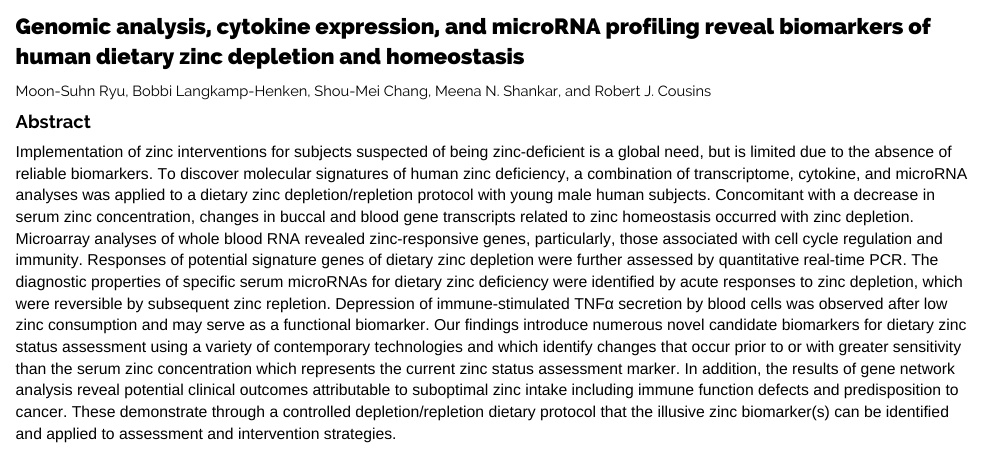Supporting the Horse Immune System 3 dietary zinc depletion and homeostasis